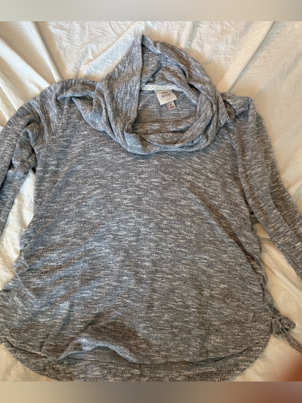 Knox Rose Heather Gray Knit Cowl Neck Sweater